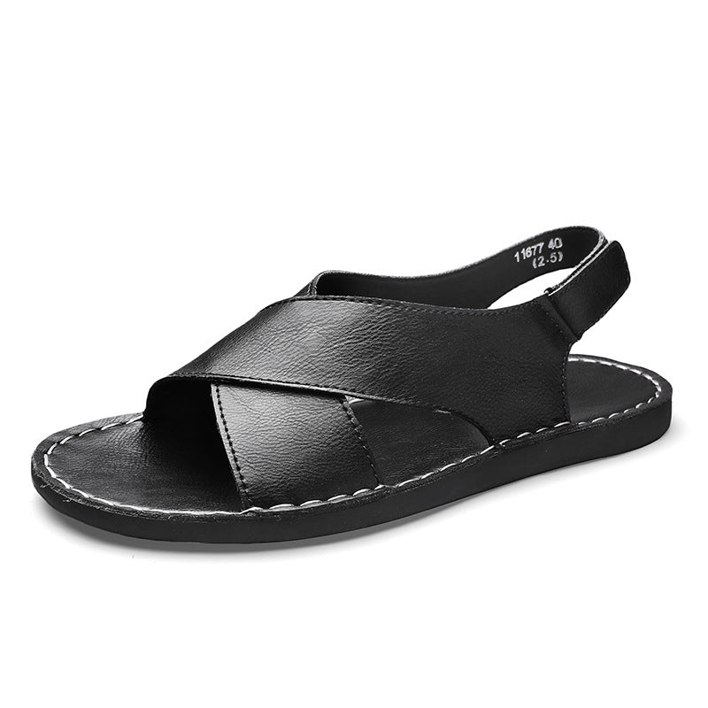 Handgenähte Sandalen mit Klettverschluss für Herren
