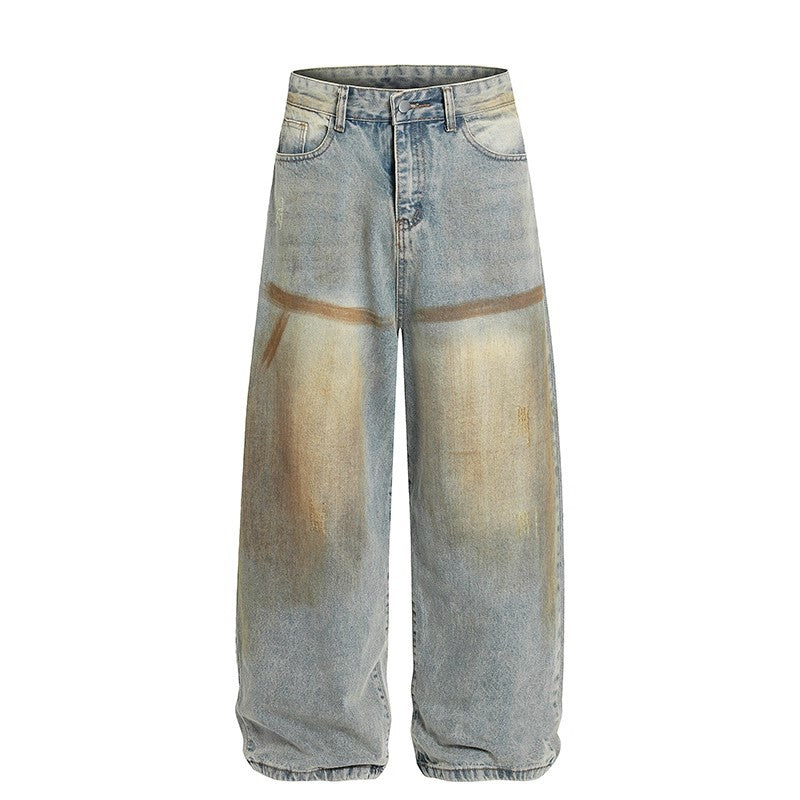 Retro Gelb Gefärbte Distressed Jeans für Herren – Bild 3 | LuxeStyle