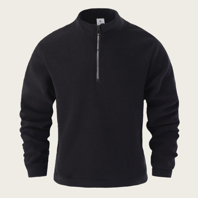 Herren Jacquard Fleece Pullover mit Stehkragen – Bild 2 | LuxeStyle