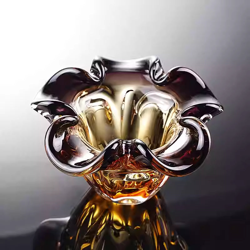 Vintage Blumen Aschenbecher Kristallglas