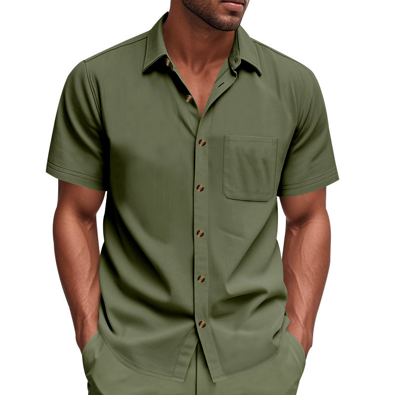 Herren Kurzarmhemd – Einfarbig, Slim Fit