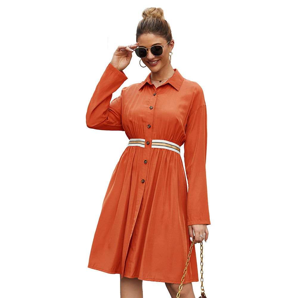 Midikleid mit Polo-Kragen und A-Linie