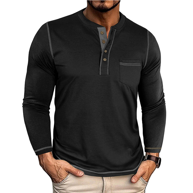 Langarm-T-Shirt mit Henley-Tasche – Bild 2 | LuxeStyle