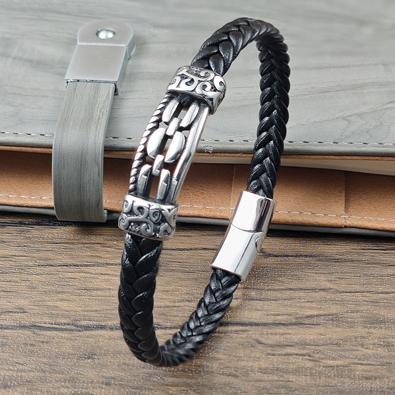 Stahlkette mit Lederband – Bild 2 | LuxeStyle