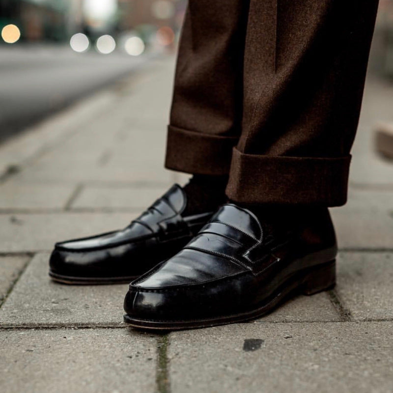 Retro-Leder Sneaker in Schwarz – Bild 6 | LuxeStyle