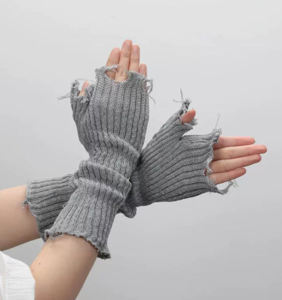 Tattered Punk Unisex Fingerlose Strickhandschuhe
