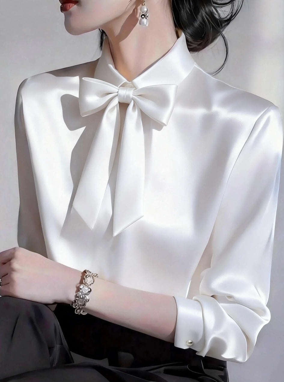 Elegante Langarmbluse mit Schleifenkragen – Bild 3 | LuxeStyle
