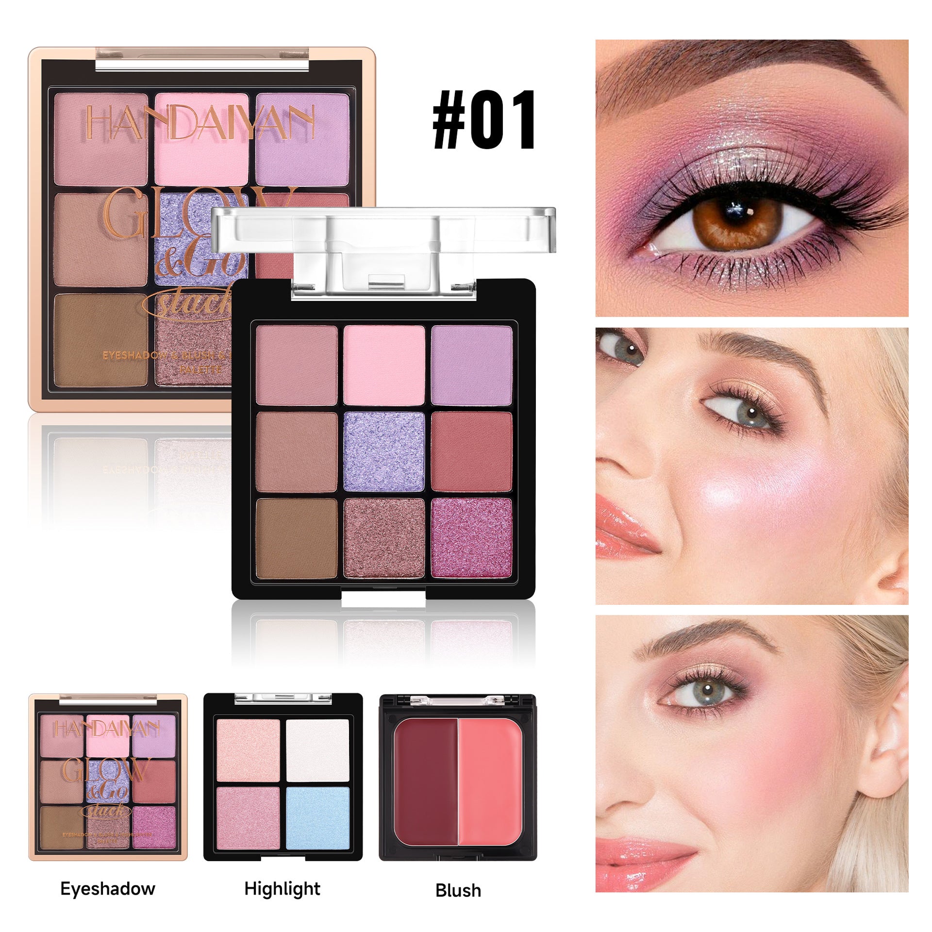 3-in-1 Lidschatten, Blush & Highlighter Palette – Ansicht 5