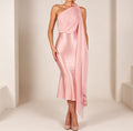 One-Shoulder Halterneck-Kleid