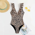 Leoparden Print Badeanzug mit Rüschen