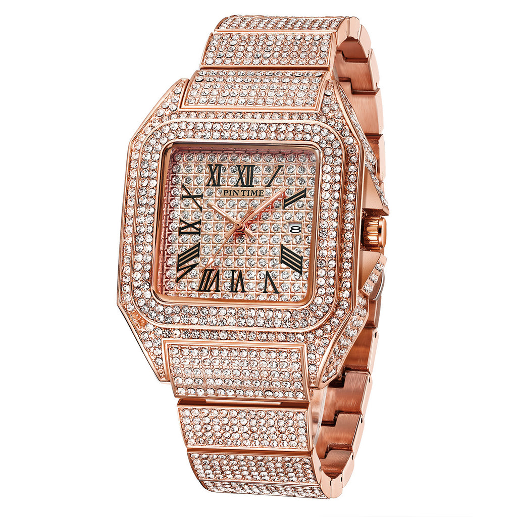 PINTIME Quarzuhr quadratisch mit Strasssteinen – Bild 2 | LuxeStyle