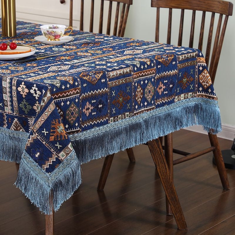 Tischdecke aus Chenille mit geometrischem Muster – Bild 4 | LuxeStyle
