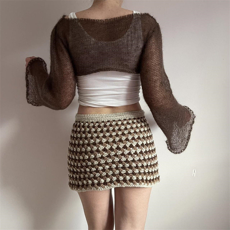 Strickpullover mit Laternenärmeln