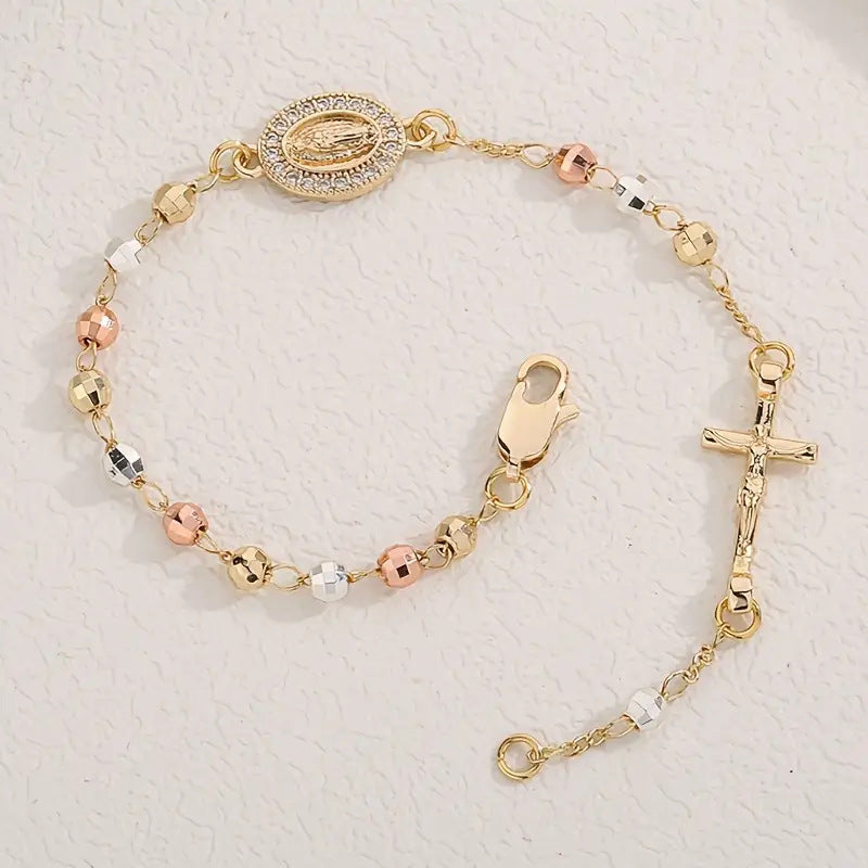 Vergoldetes Kreuzarmband mit Zirkonia – Bild 2 | LuxeStyle