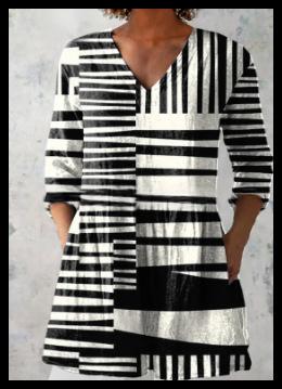 Kurzarmkleid mit 3D-Effekt und Print