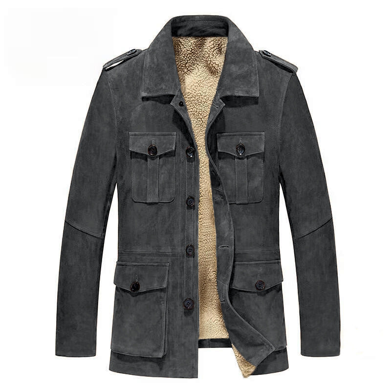 Herren Shearling-Fleece Jacke aus Kunstfell
