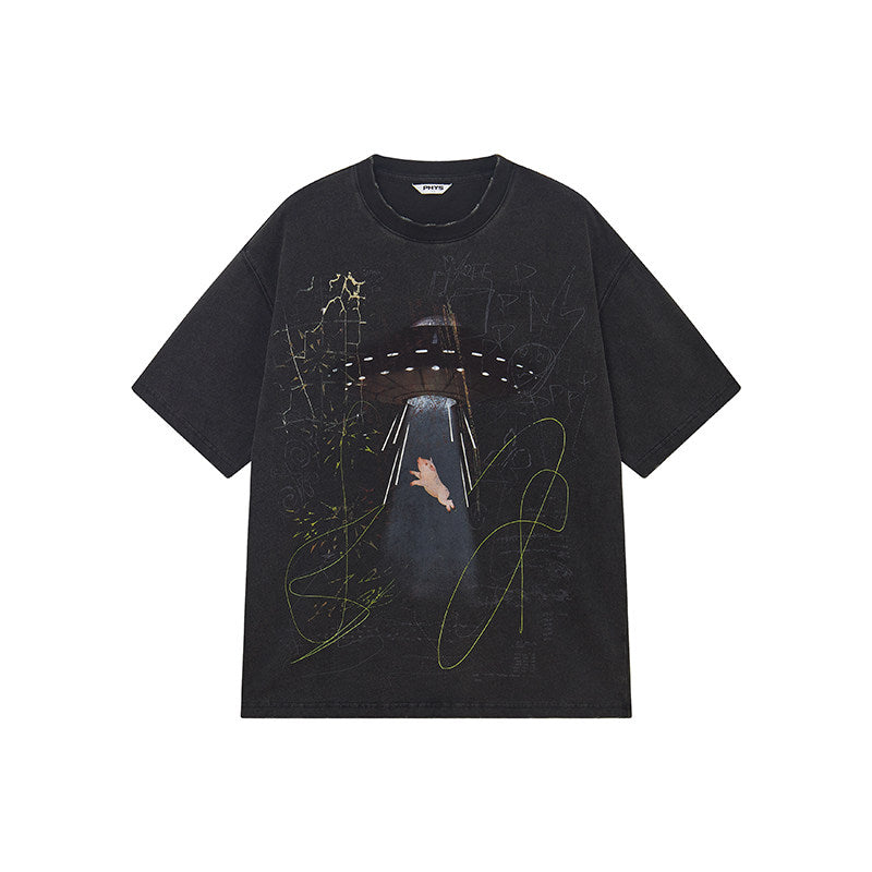 Oranges T-Shirt mit Retro-Muster