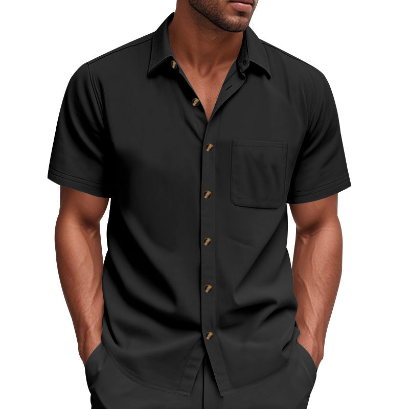 Herren Kurzarmhemd – Einfarbig, Slim Fit
