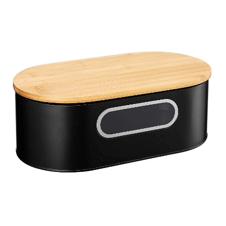 Brotbox aus Metall mit Bambusdeckel