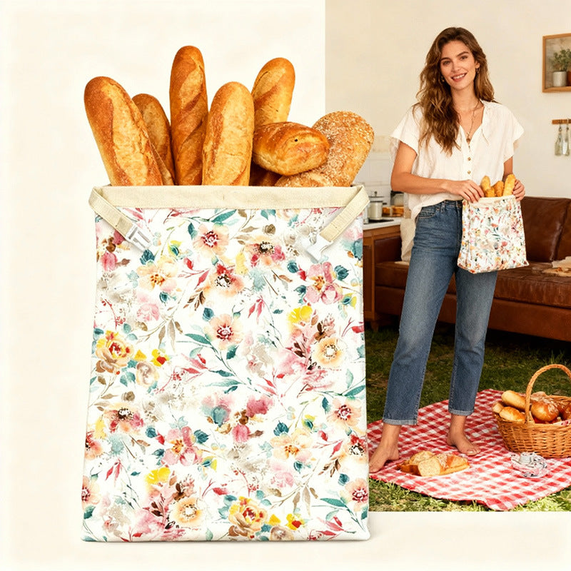 Aufbewahrungstasche mit Schnappverschluss und Bienenwachs-Print – Bild 2 | LuxeStyle