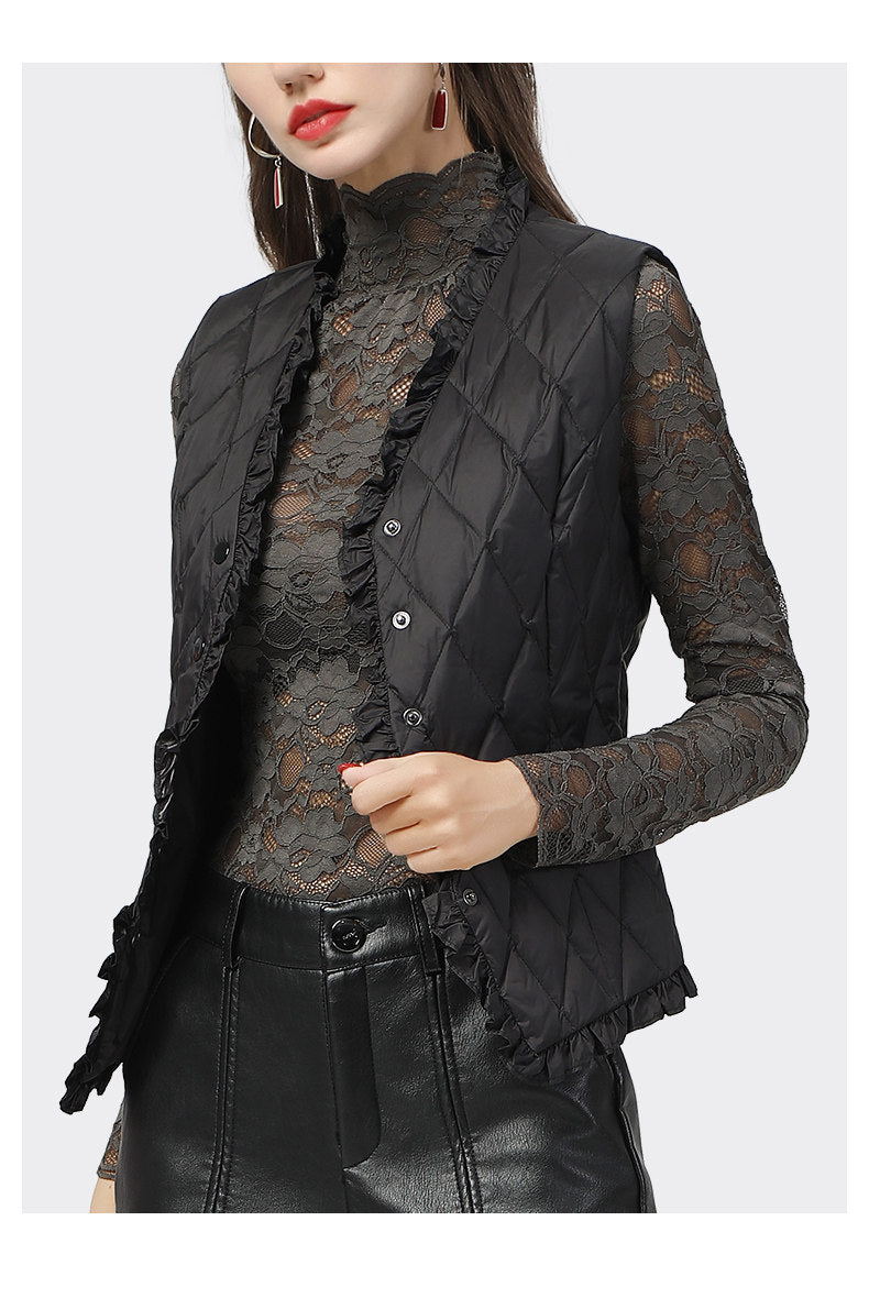 Slim-Fit Daunen-Weste in Schwarz – Bild 3 | LuxeStyle