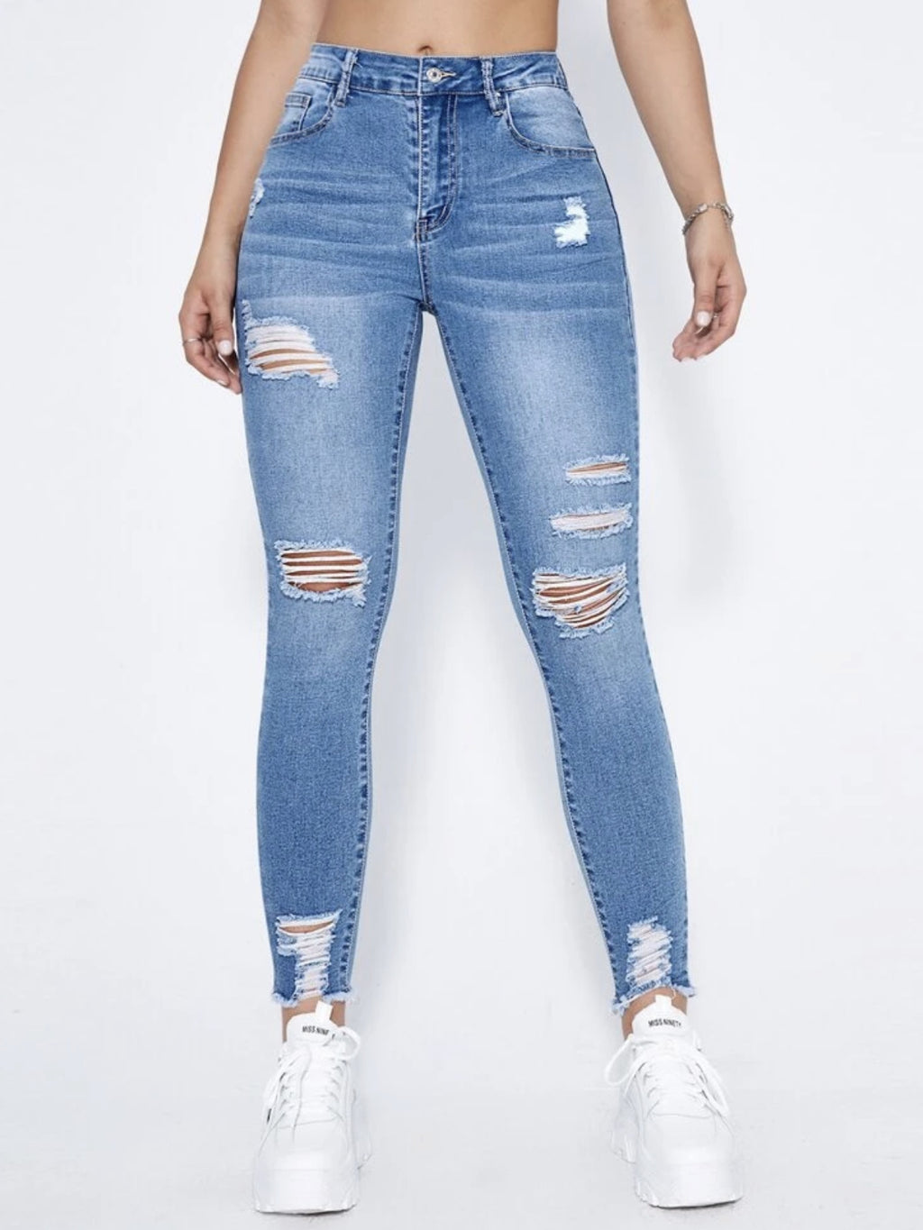 Gerissene Slim-Fit Dehnbare Damenjeans