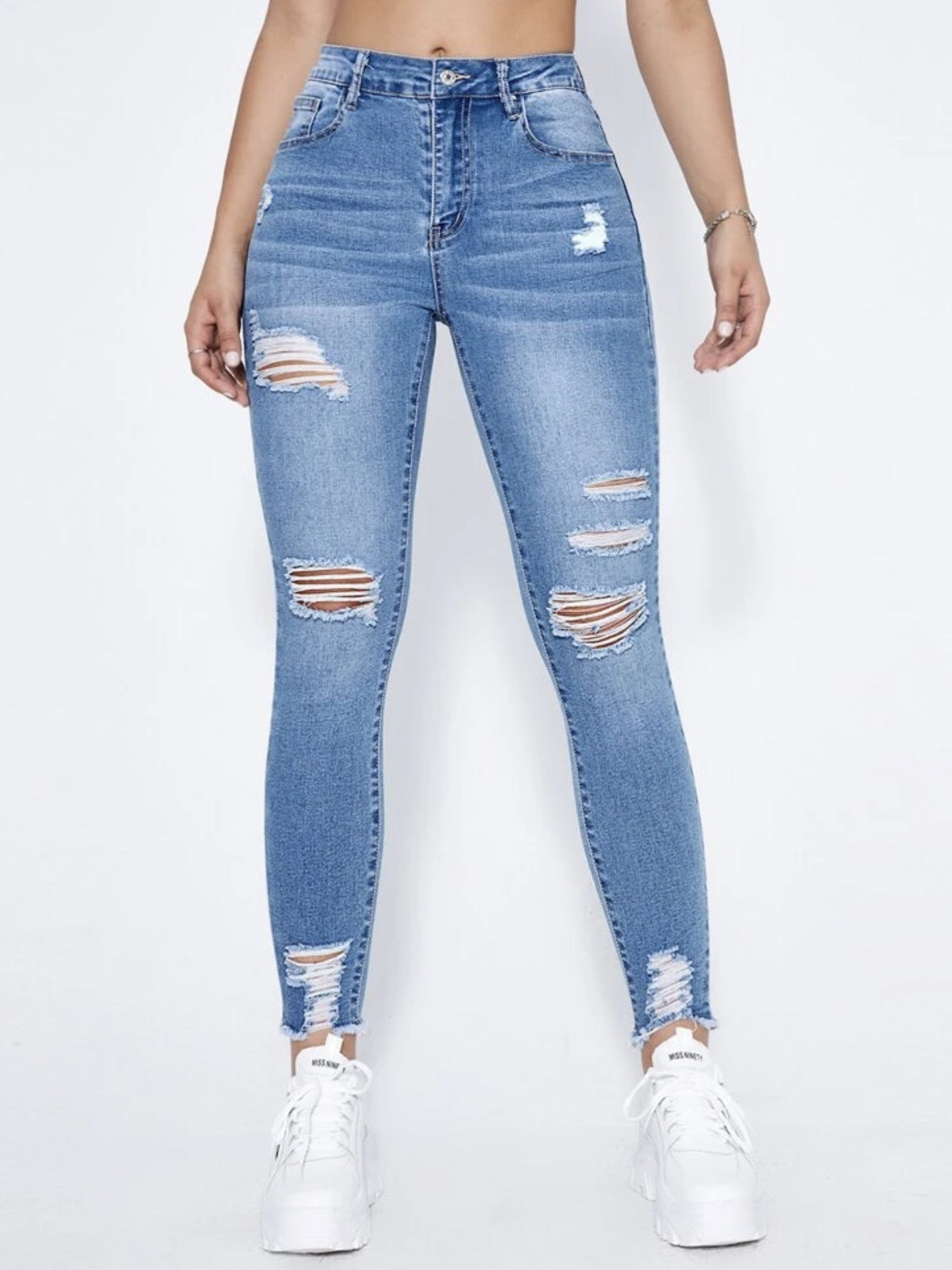 Gerissene Slim-Fit Dehnbare Damenjeans