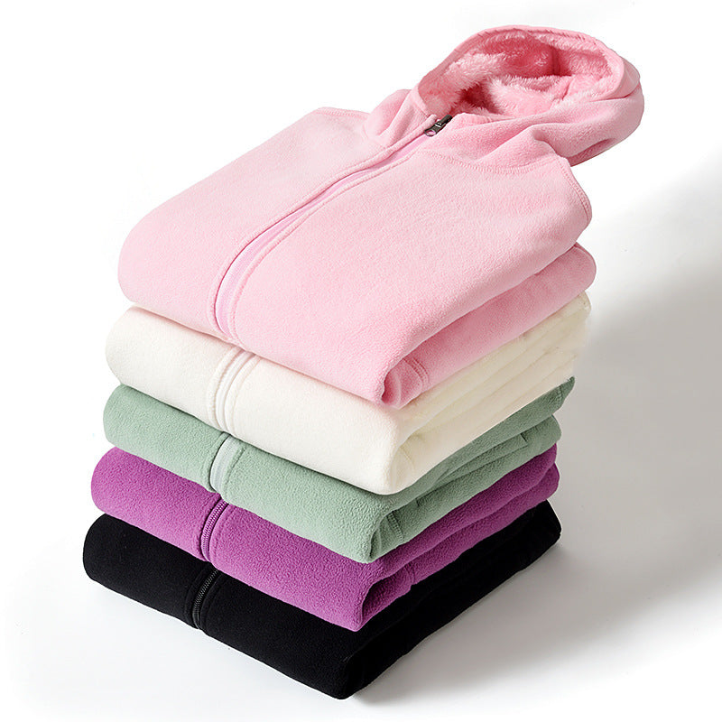 Wende-Fleece-Cardigan mit Kapuze