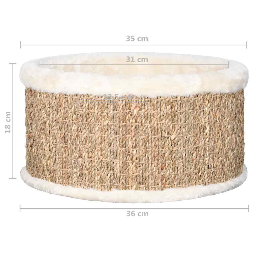 Rundes Katzenbett aus Seegras, 36 cm