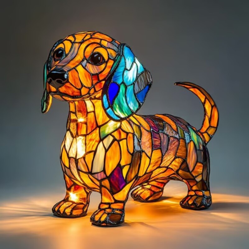 Bunte Hunde- und Katzenlampen aus Kunstharz