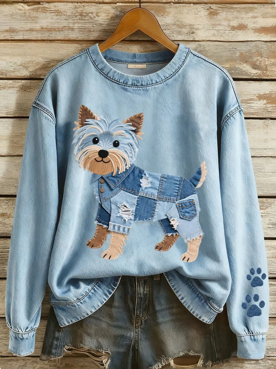Damen Pullover mit Blumenprint und Rundhals
