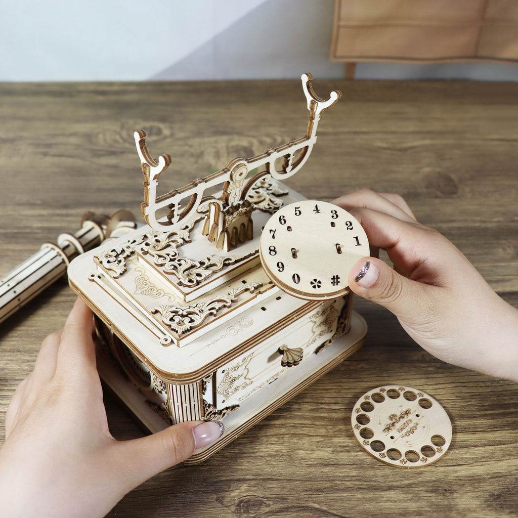 Retro Telefon 3D Holzpuzzle für Erwachsene