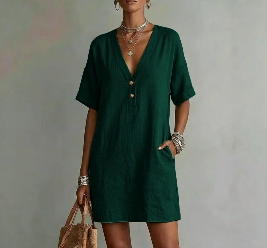 Casual Midi-Kleid mit Knopfleiste