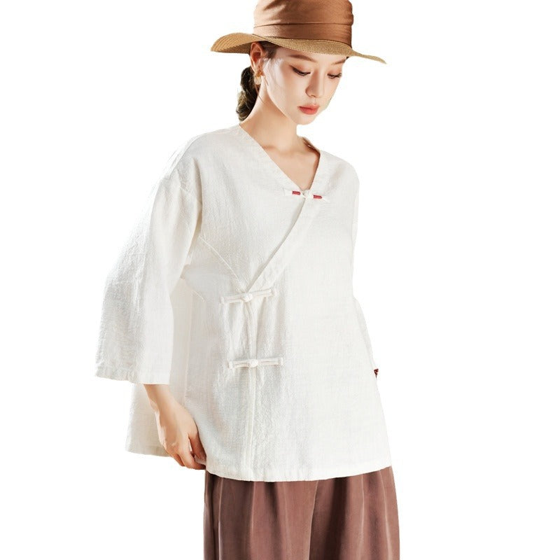 Vintage-Top mit diagonalem Verschluss