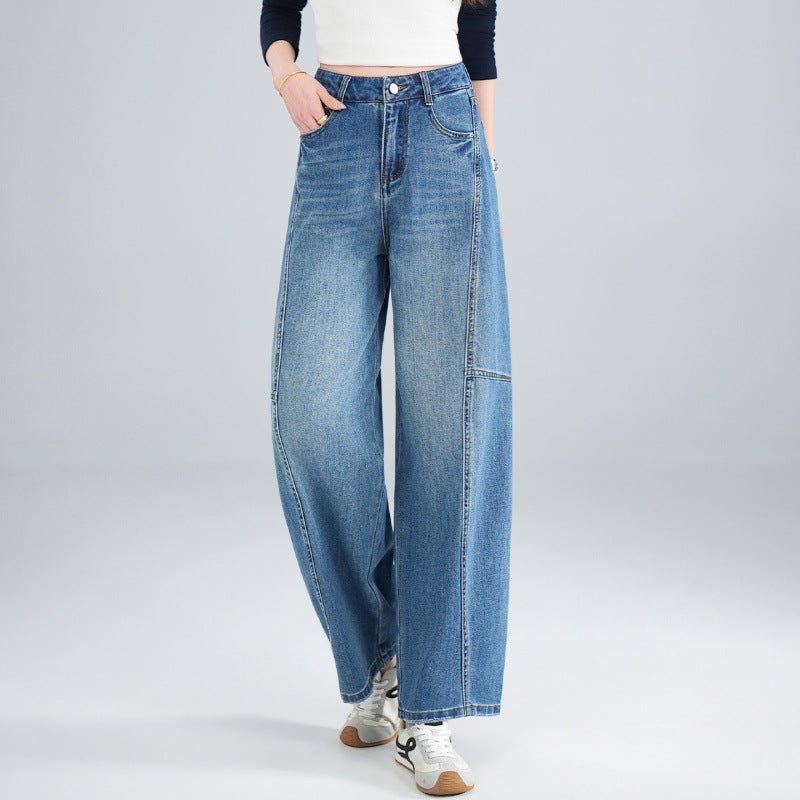 Retro-Bootcut-Hosen mit weiten Beinen aus hochwertiger Denim