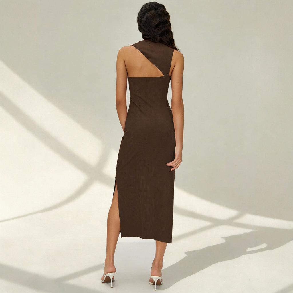 Sommerkleid mit Taillengürtel und Schlitz – Bild 3 | LuxeStyle