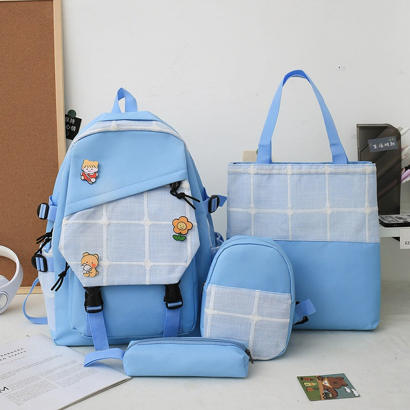 Karierter Rucksack im koreanischen Stil