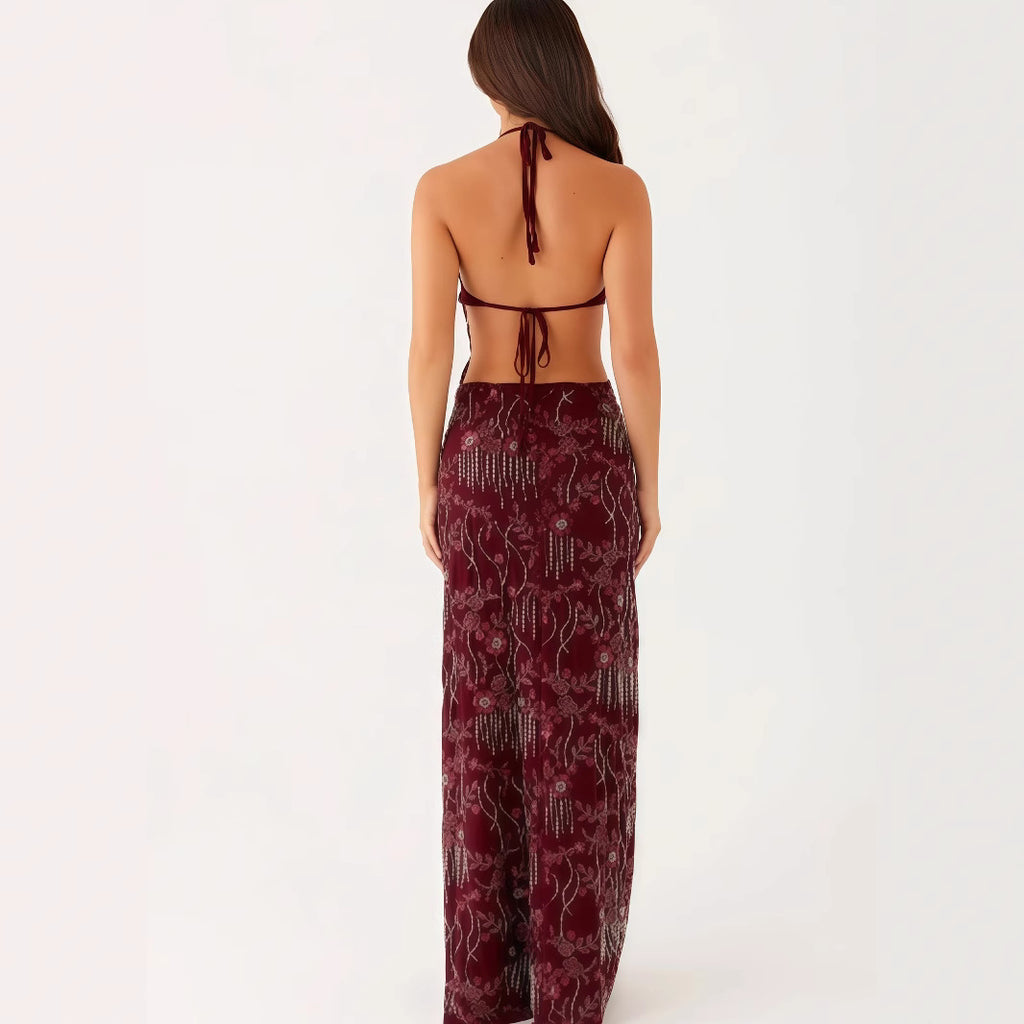 Elegantes, paillettenbesticktes Schnürkleid