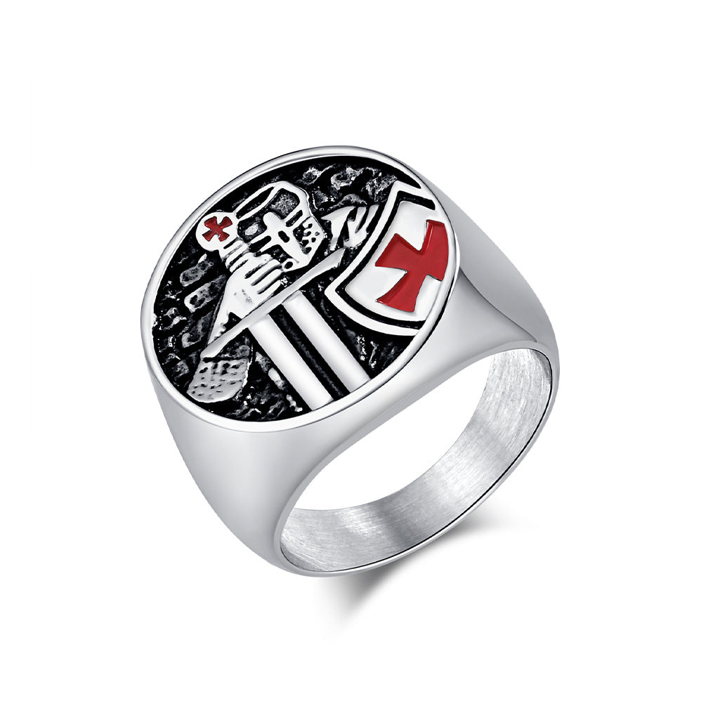 Militärring für Herren mit Kreuz-Design