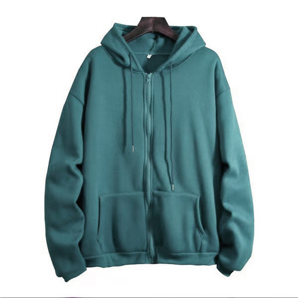 Hoodie Cardigan Solid-Fleece