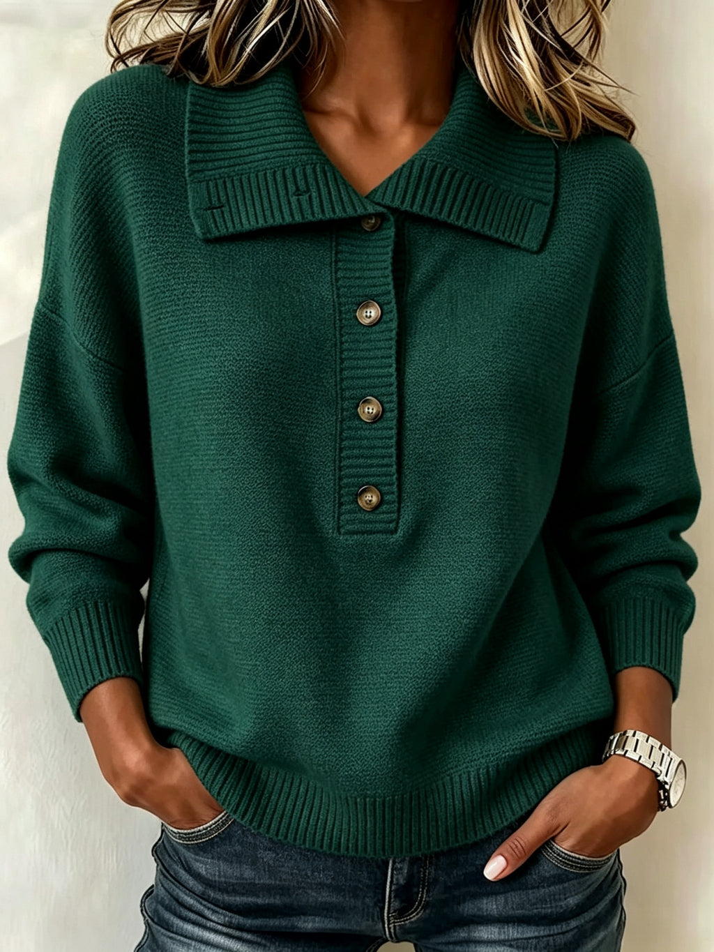 Vintage Rollkragen-Pullover mit halbem Reissverschluss