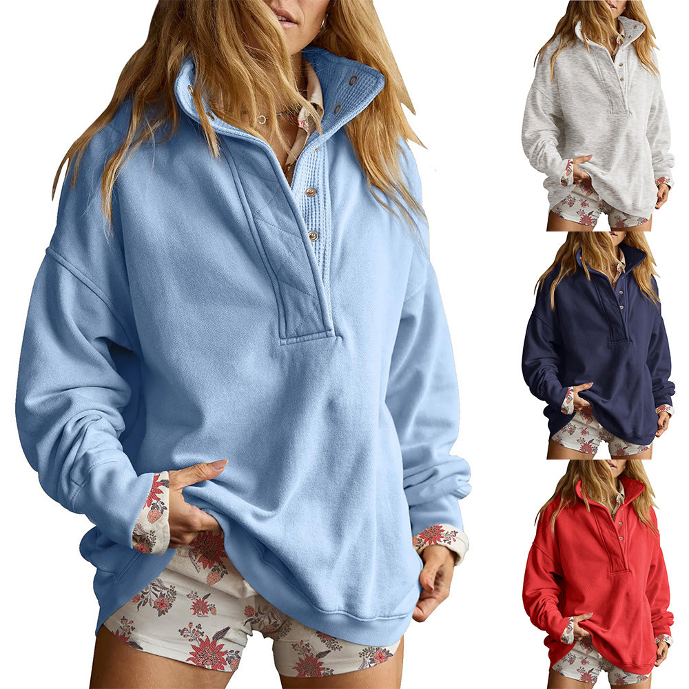 Lässiger Hoodie mit Knopfleiste