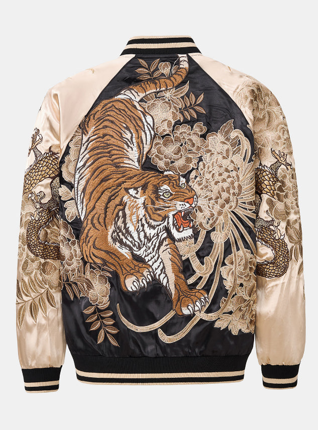 Baseballjacke mit Tiger-Stickerei