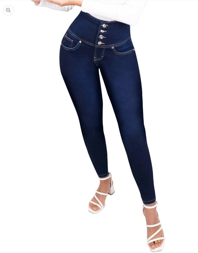 Formende Apfelpfanne-Jeans in Hellblau
