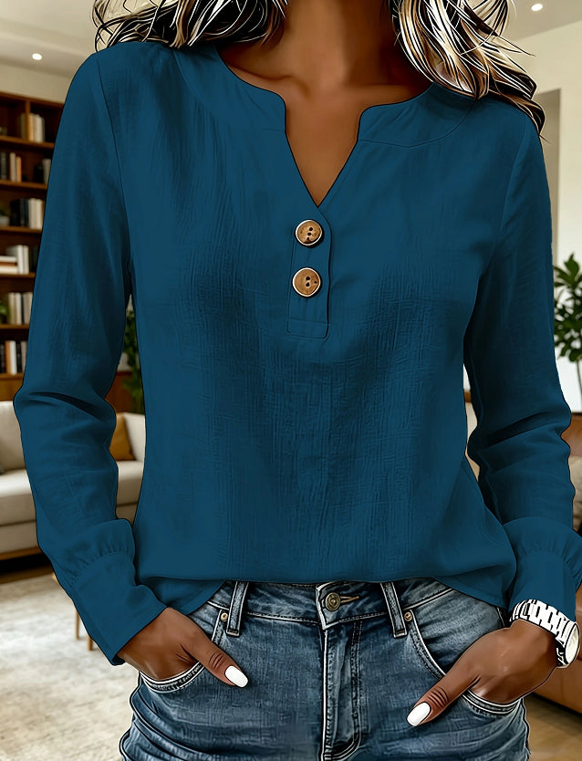 V-Ausschnitt Bluse mit Knöpfen