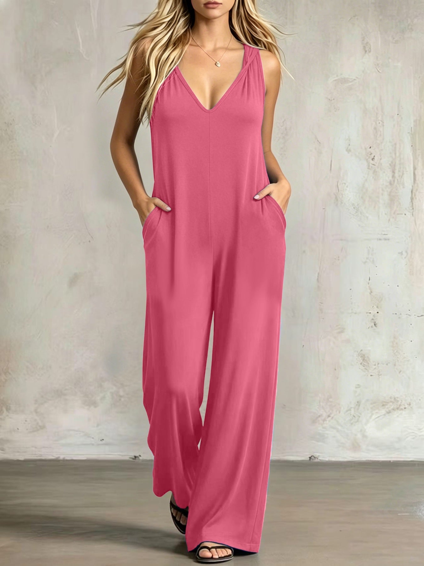 Kapuzen-Jumpsuit mit V-Ausschnitt