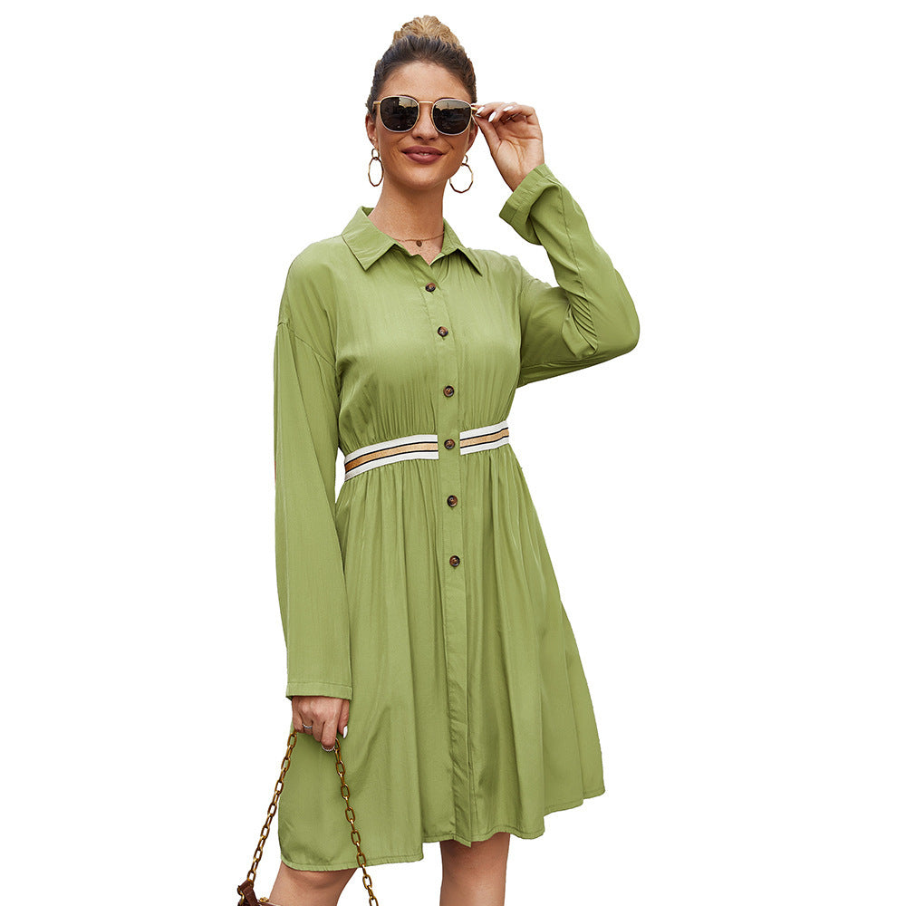 Midikleid mit Polo-Kragen und A-Linie