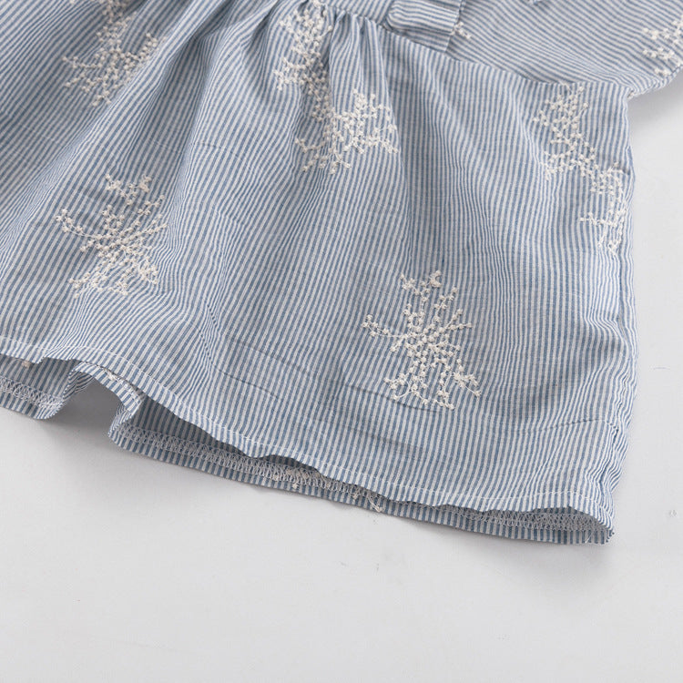 Besticktes Crop Top & weite Hose Set