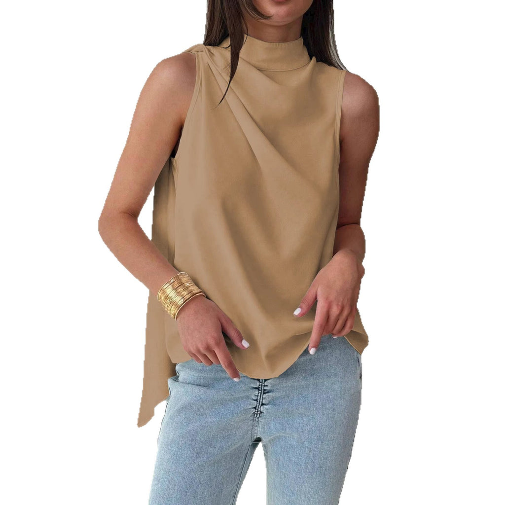 Ärmelloses Rollkragen-Shirt mit Band