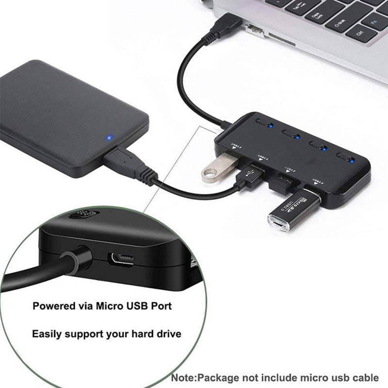 USB 3.0 4-Port Hub mit externer Stromversorgung | LuxeStyle
